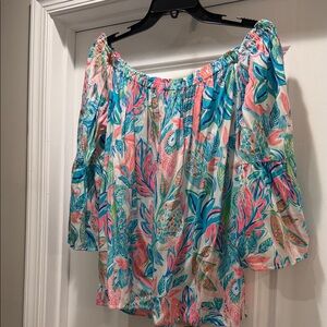 Lilly Pulitzer Colorful Off-Shoulder Blouse
